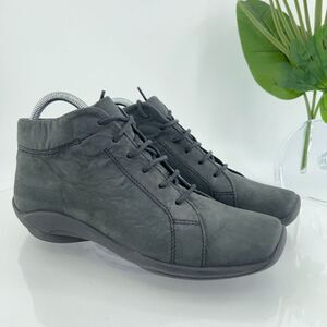 Wolky Ankle Boots Women's Size 38 7 Black Lace Up Ankle Bootie Leather Nubuck